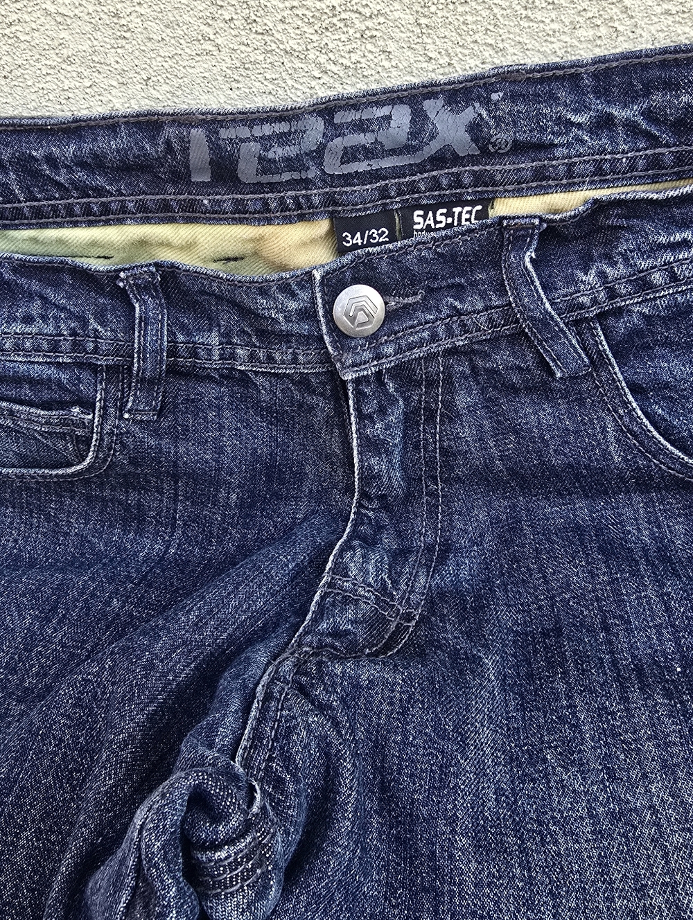 REAX 215 Men's 34x32 Straight Fit Motorcycle Jeans - Classic Dark Blue Wash